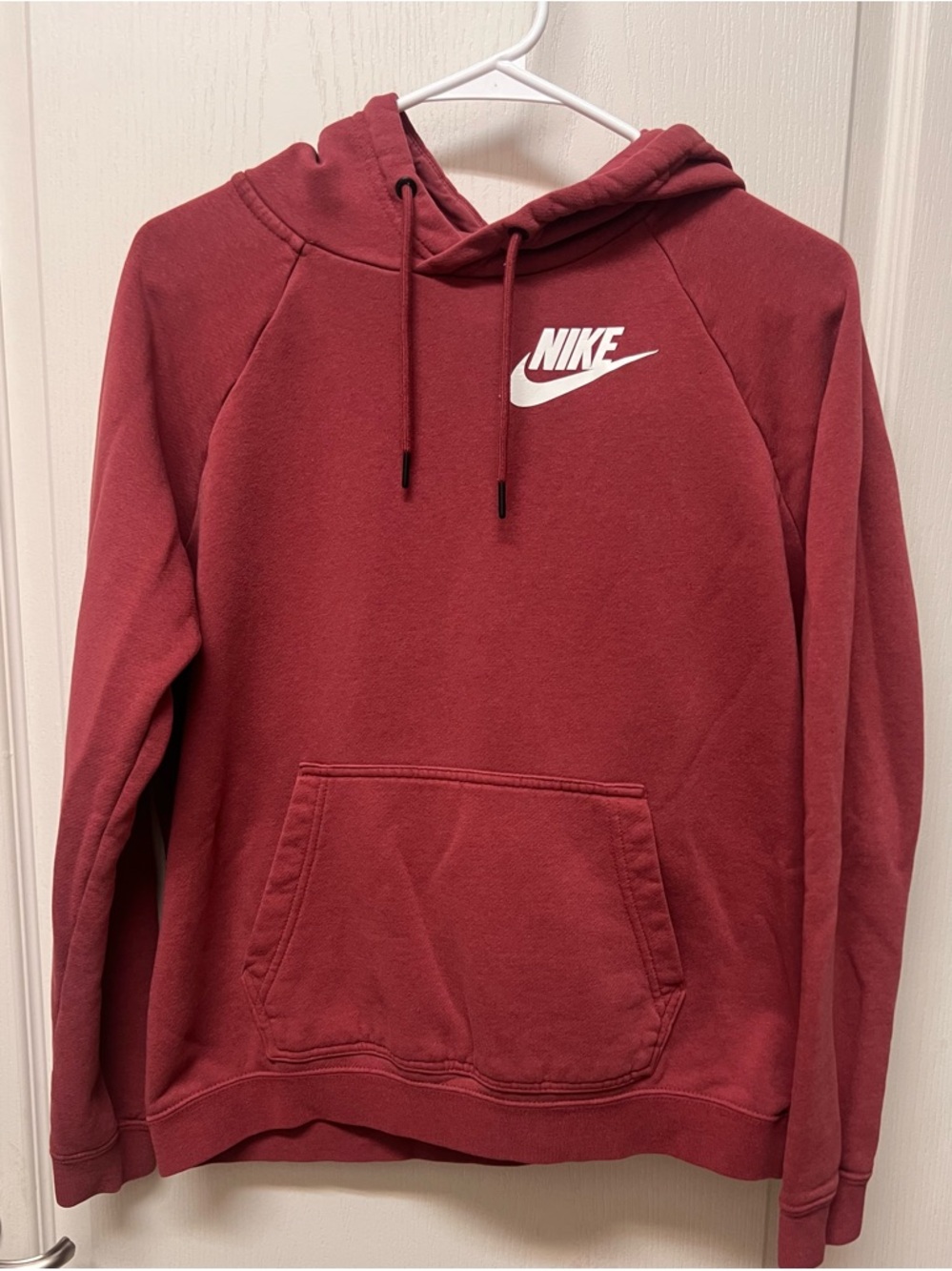 Nike Maroon Pullover Hoodie with White Swoosh